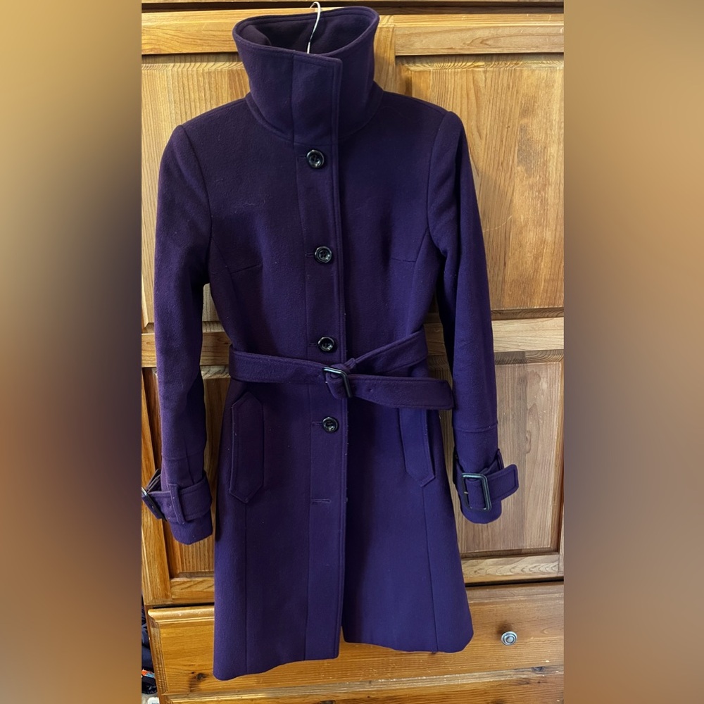 Jacob Long Wool Funnel Neck Coat.